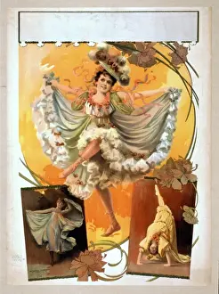 Woman dancing in two scenes, performing acrobatics in third