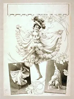 Acrobatics Prints: Woman dancing in two scenes, performing acrobatics in third