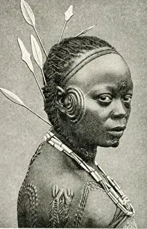 Spears Prints: Woman with decorative scars, Belgian Congo, Central Africa