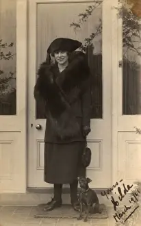 Woman and dog on a doorstep