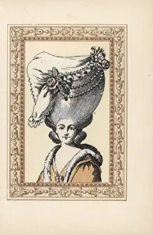 Woman in a drapery bonnet, Bonnet a la Draperie, with pearls