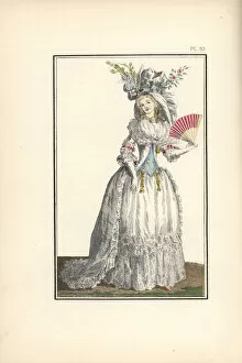 Woman in dress a la turque and high priestess bonnet, 1788
