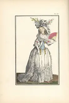 Fichu Prints: Woman in dress a la turque and high priestess bonnet, 1788