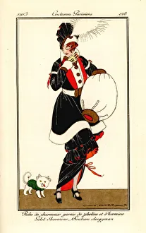 Marechal Collection: Woman in dress trimmed with zibeline and ermine, 1913