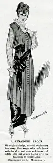 Serge Prints: Woman in elegant pinafore frock with sash