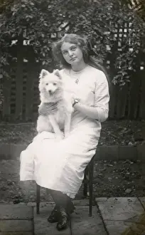 Eskimo Prints: Woman and her Eskimo dog