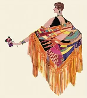 Woman in exotic shawl