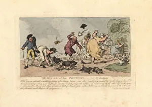 Accused Collection: Woman about to fall over with her shoes caught in the mud