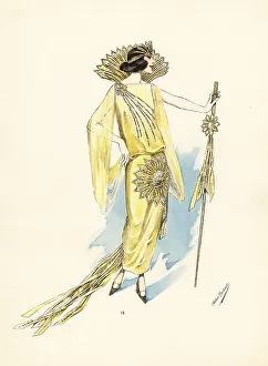 Masquerade Prints: Woman in fancy dress costume as a comet