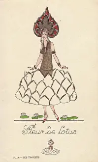 Woman in fancy dress costume as a lotus flower