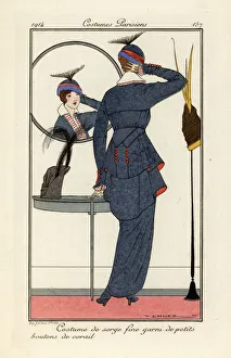 Images Dated 10th April 2019: Woman in fine serge suit with coral buttons looking