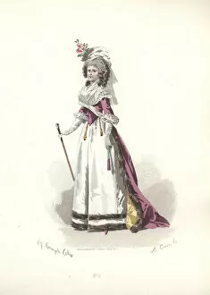Compte Collection: Woman in floral bonnet, a pink fur-trimmed