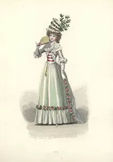 Compte Collection: Woman in flower-trimmed outfit, era of Marie Antoinette