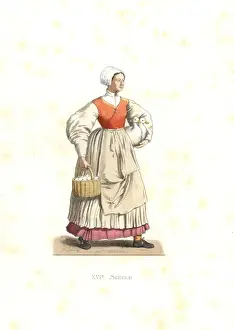 Chevignard Prints: Woman of France, 16th century, from an engraving