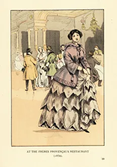Images Dated 16th July 2019: Woman at the Freres Provencaux Restaurant, Paris, 1850