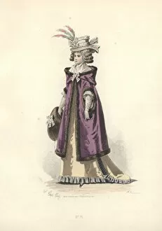 Hooded Collection: Woman in fur-lined hooded coat, era of Marie Antoinette