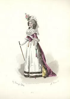 Mode Collection: Woman in fur-trimmed outfit, era of Marie Antoinette
