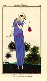 Images Dated 18th April 2019: Woman in a garden scared by a bee, 1913