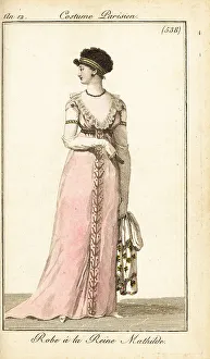 Girdle Prints: Woman in a gown in the style of Matilda of Flanders, Paris, 1804