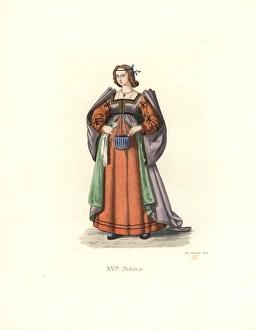 Alms Gallery: Woman from Grenada, 16th century, in long purple