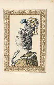 Coiffures Prints: Woman in hairstyle called Feelings Returned, 1770s