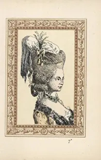 Circassian Prints: Woman in hairstyle with flowers, pearls