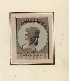 Coeffures Prints: Woman in hairstyle with ringlets called the Jamaican, 1783