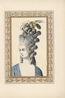Damour Prints: Woman in hairstyle with ringlets and plumes