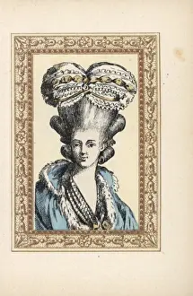 Laubadere Prints: Woman in hairstyle topped by a bonnet called