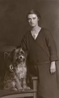 Woman with hairy dog