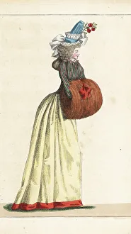 Lebrun Tossa Prints: Woman with her hands in a muff of Siberian fox fur, 1790