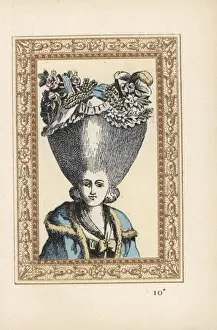 Laubadere Prints: Woman in high hairstyle crowned with an elegant