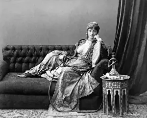 Reclining Prints: Woman with hookah, Egypt