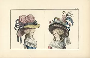 Woman in huge hats from the court of Marie Antoinette