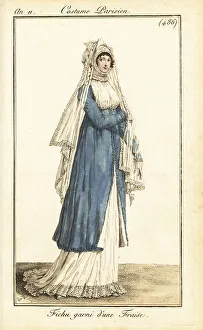 Carle Vernet Prints: Woman in lace cap with veil, Paris, 1803