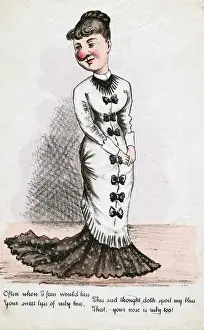 Frill Prints: Woman with a large red nose on a comic greetings card