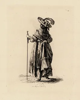 Etienne Gallery: Woman lifting the hem of her dress, era of Marie Antoinette