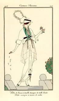 Images Dated 18th April 2019: Woman in linen dress with double tunic in embroidered