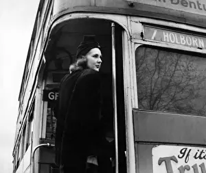Holborn Prints: Woman on London routemaster bus, 1940s