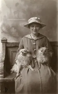 Chihuahua Prints: Woman with two long hair Chihuahuas