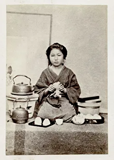 Woman making tea, Japan