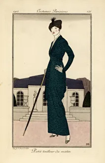 Alberto Gallery: Woman in morning tailored suit with cane
