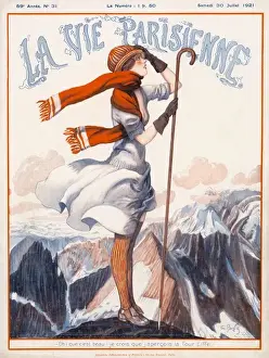 Amid Prints: Woman on Mountain Top