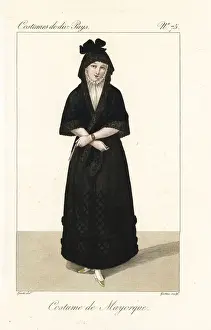 Divers Prints: Woman in mourning dress, Majorca, Spain, 19th century