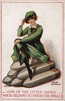 Shells Gallery: Woman Munition Worker and Shells WW1