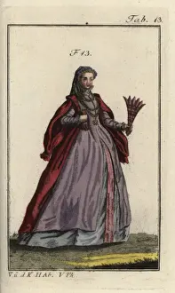 Woman of Naples with a feather fan in her hand