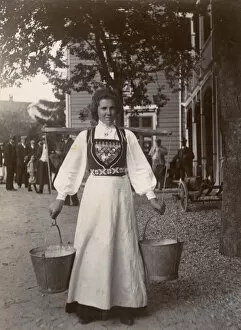 Pail Gallery: Woman in national costume, Mundal, Norway