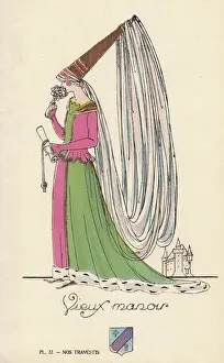 Veils Prints: Woman in old manor medieval costume