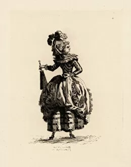 Coiffures Gallery: Woman with parasol, era of Marie Antoinette