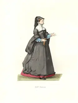 Chevignard Prints: Woman of Paris, 16th century, in headdress
